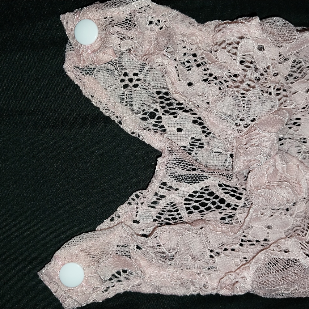 Sheer Pink Lace Newborn Baby Onsie Floral Pattern and Form-Fitting Design - Picture 4 of 6